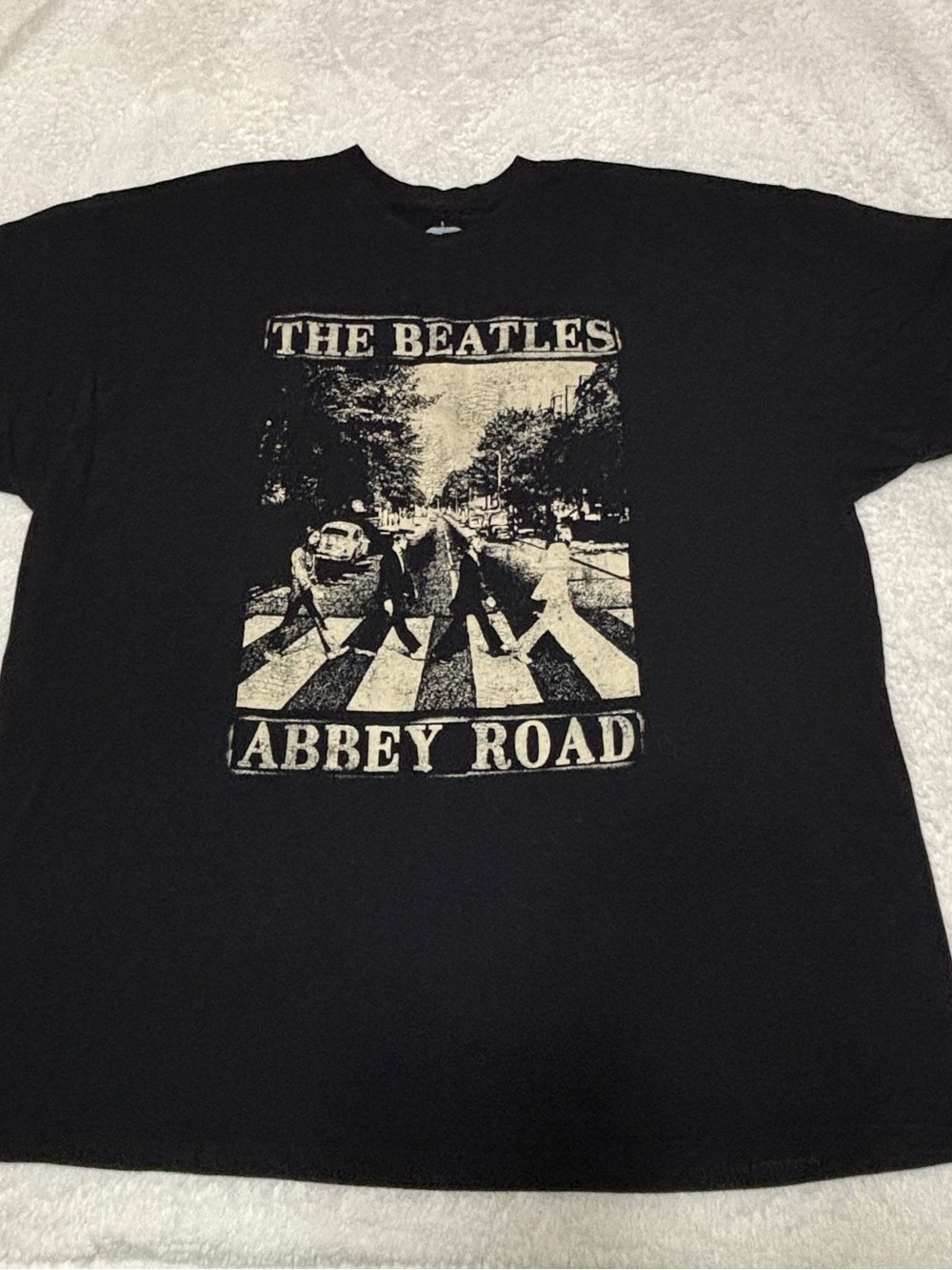 Hybrid Apparel Black Beatles Abbey Road Graphic Tee with Cream Print